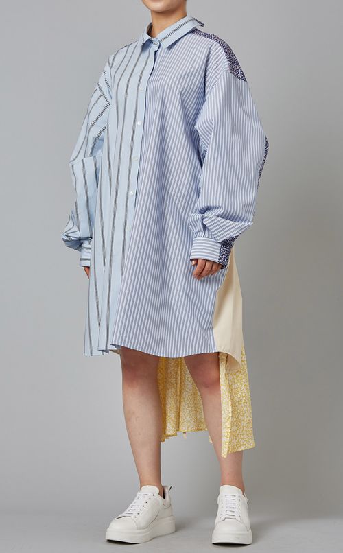 ストライプフラワーイージードレス