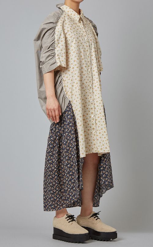 ミックスプリントコクーンドレス