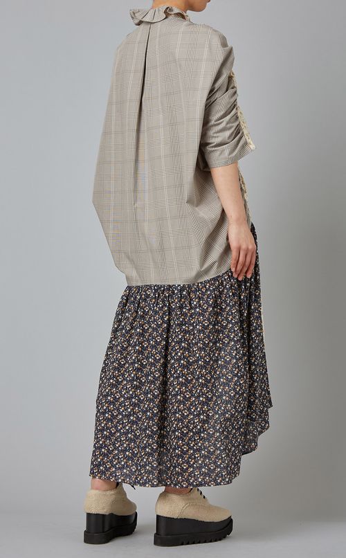 ミックスプリントコクーンドレス