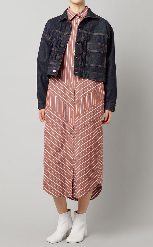 マルチストライプシャツワンピース