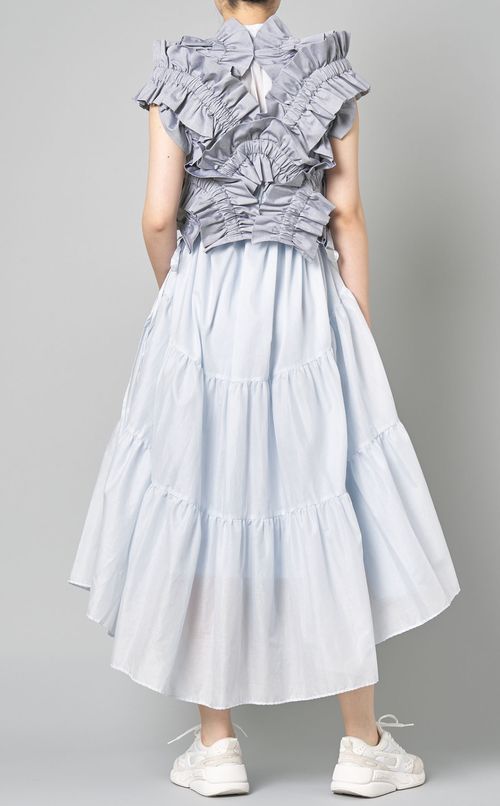 コットンソリッドフリルトップス