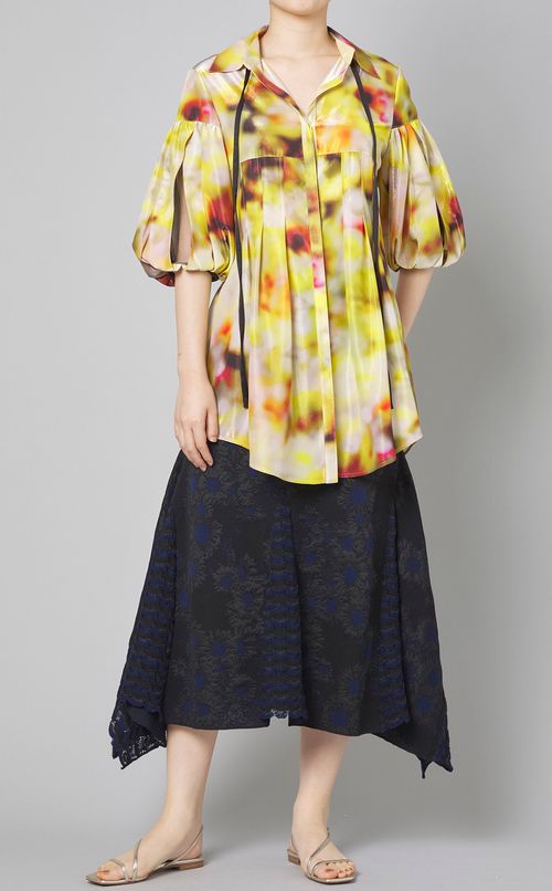 グラフィックプリントレイヤードシャツ