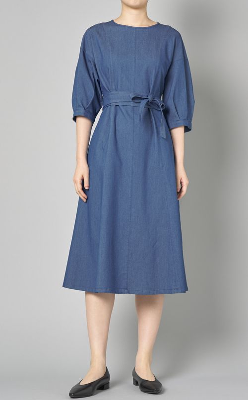 ピケデニムタックスリーブワンピース