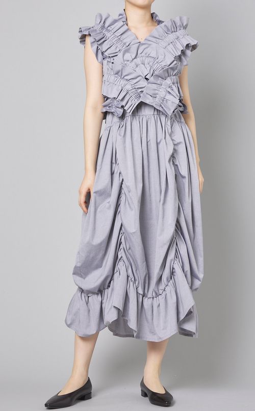 コットンソリッドフリルトップス