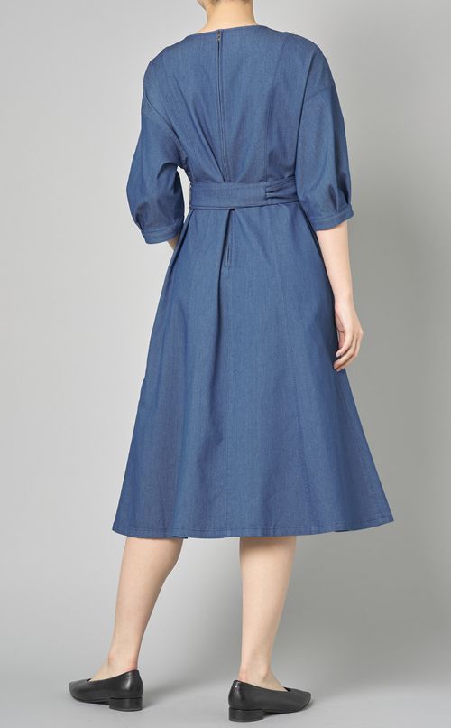 ピケデニムタックスリーブワンピース