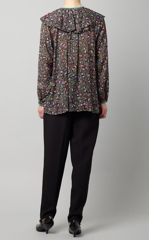 フラワープリントラッフルブラウス