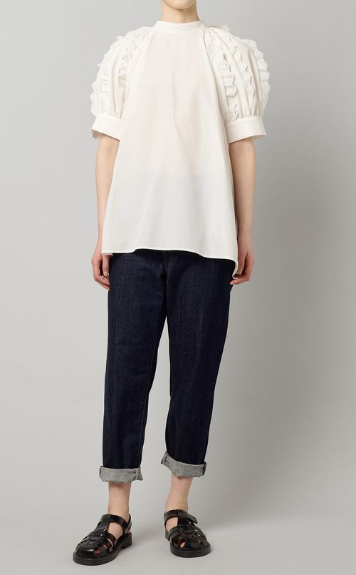 スカラップフリルバックリボンブラウス