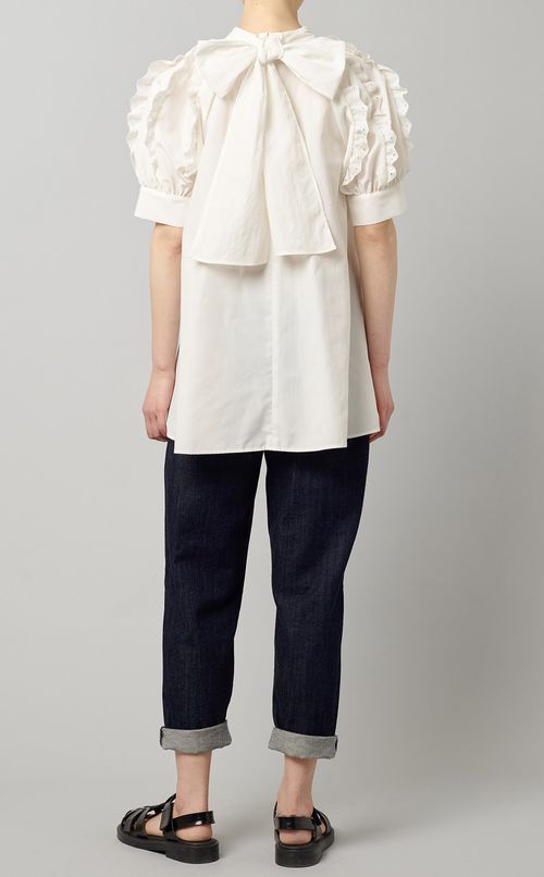スカラップフリルバックリボンブラウス