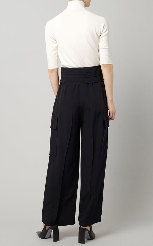 サッシュベルト付きシルクパンツ