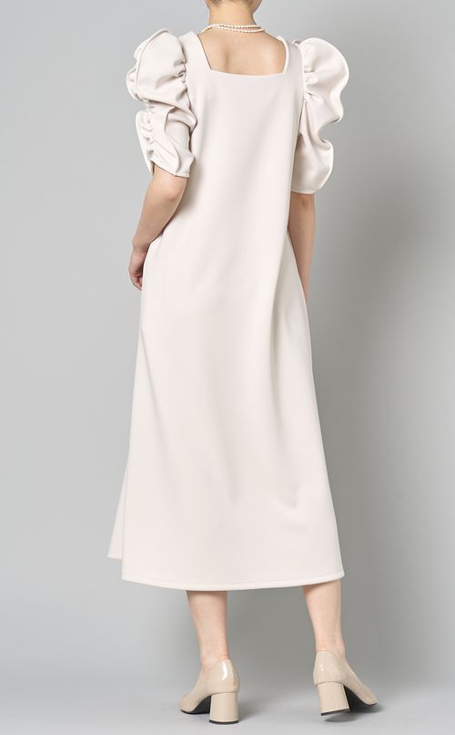 ラッフルスリーブジャージーワンピース