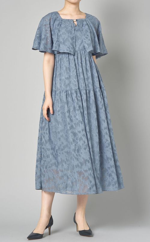 カットジャガードフレアワンピース