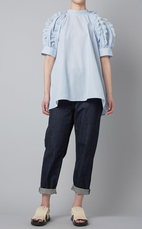 スカラップフリルバックリボンブラウス