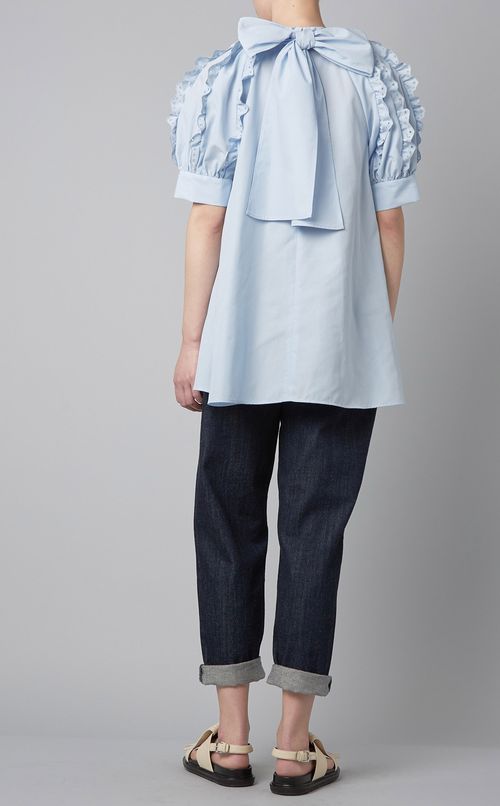 スカラップフリルバックリボンブラウス