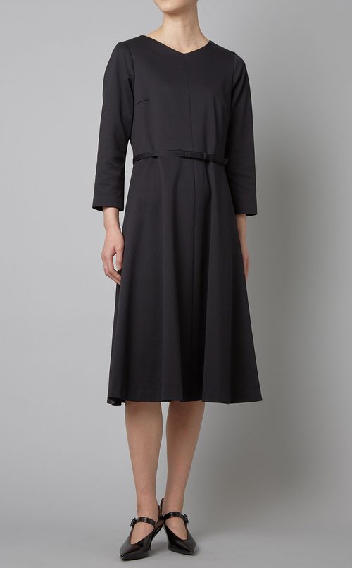 ベルト付ミディワンピース