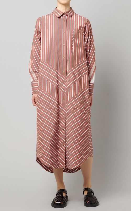 マルチストライプシャツワンピース