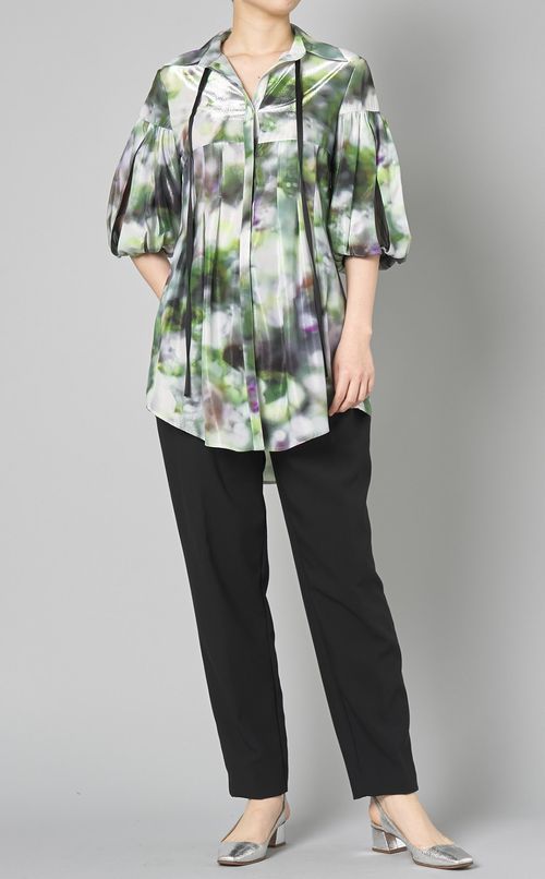 グラフィックプリントレイヤードシャツ