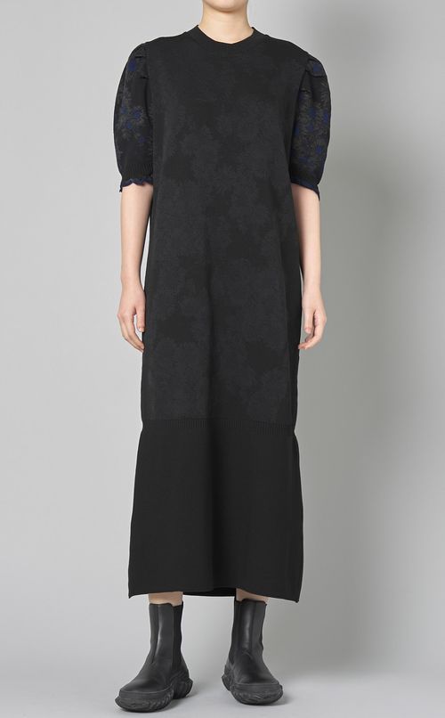 フラワージャガードニットワンピース