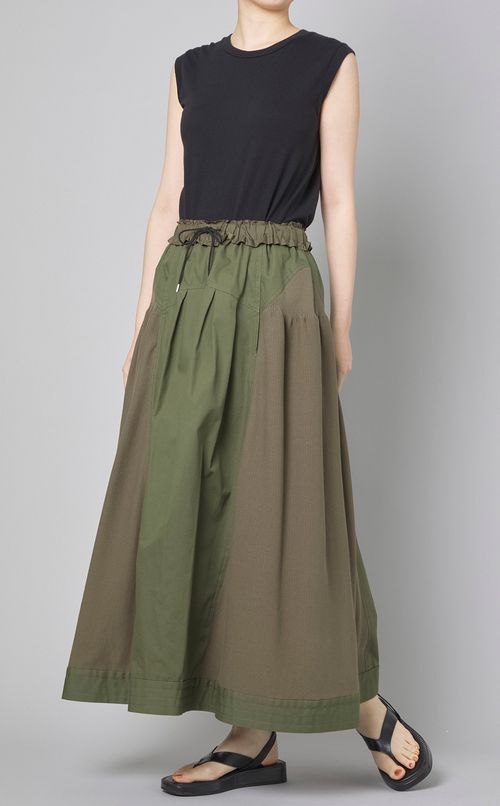 ウェストギャザーコンバインフレアスカー卜