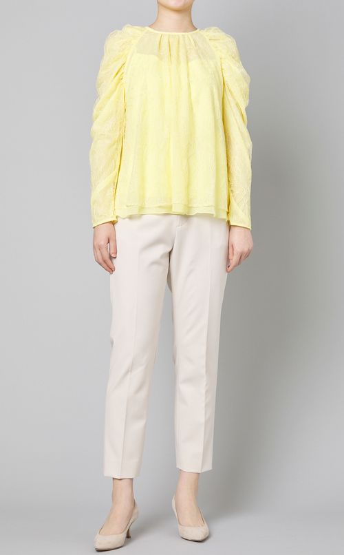 ギャザースリーブレースブラウス