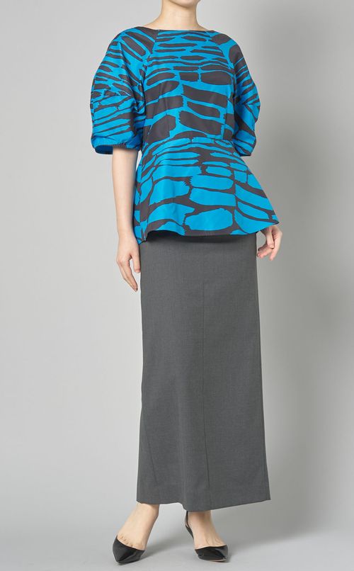 バックサテンロングタイトスカート