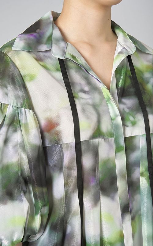 グラフィックプリントレイヤードシャツ