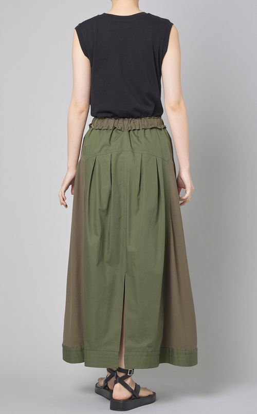 ウェストギャザーコンバインフレアスカー卜