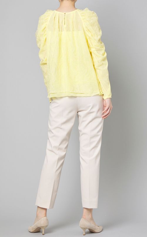 ギャザースリーブレースブラウス