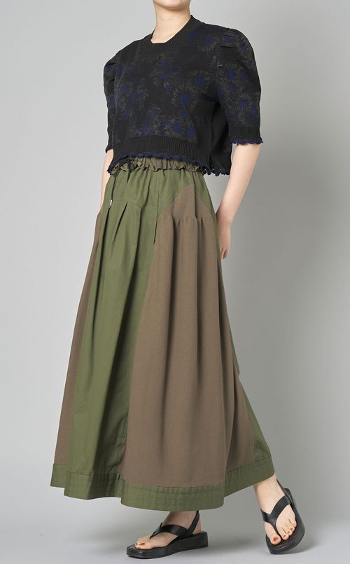 ウェストギャザーコンバインフレアスカー卜