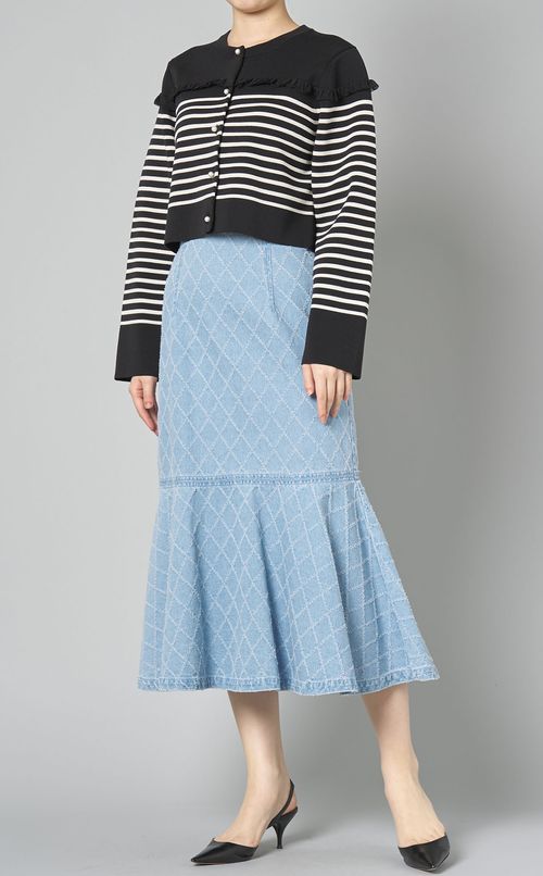 ダイヤ柄デニムティアードスカート