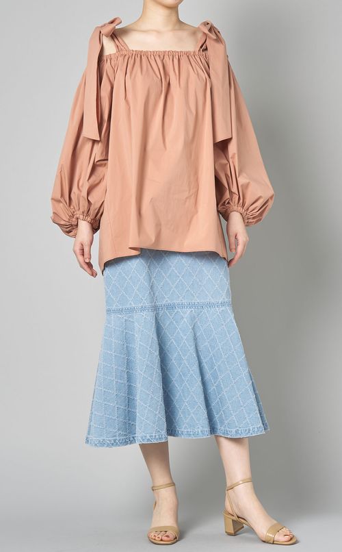 ダイヤ柄デニムティアードスカート