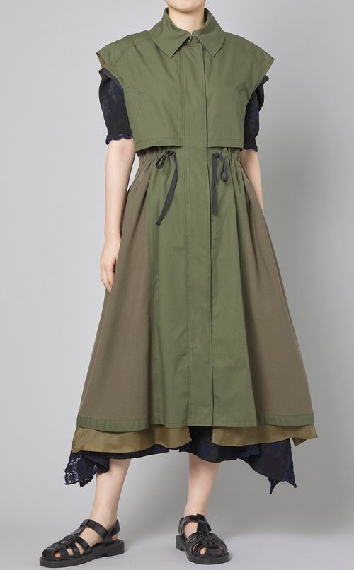 コットンポプリンノースリーブコート