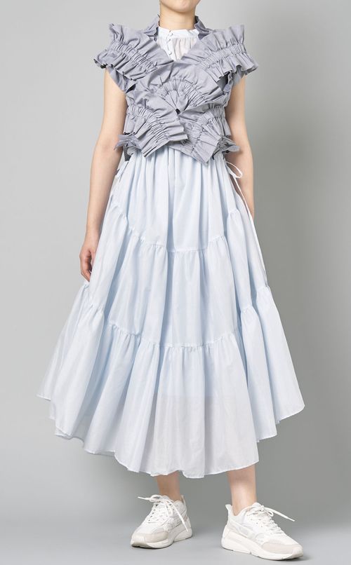 コットンソリッドフリルトップス