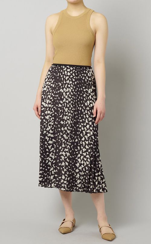 バタフライプリントプリーツスカート