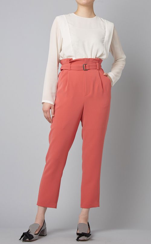 ベルト付タックテーパードパンツ