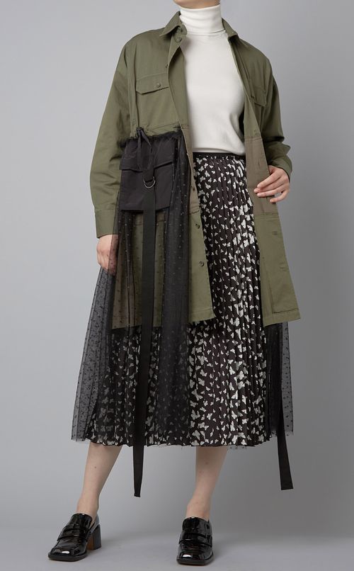 バタフライプリントプリーツスカート