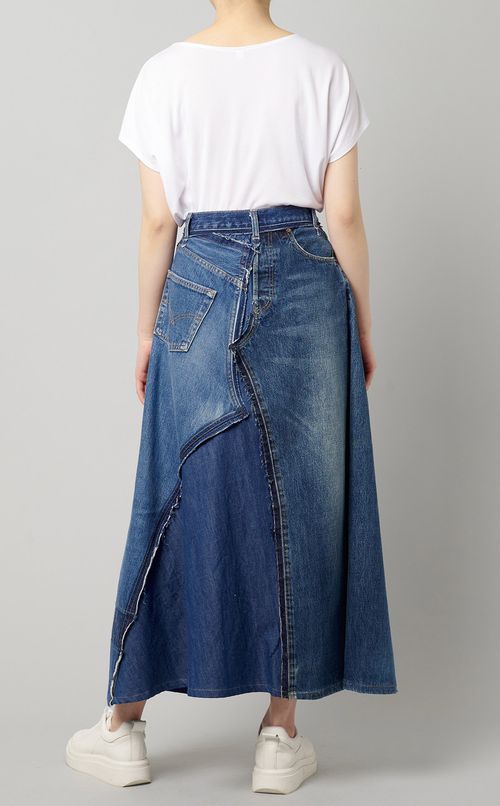 アシンメトリーデニムロングスカート