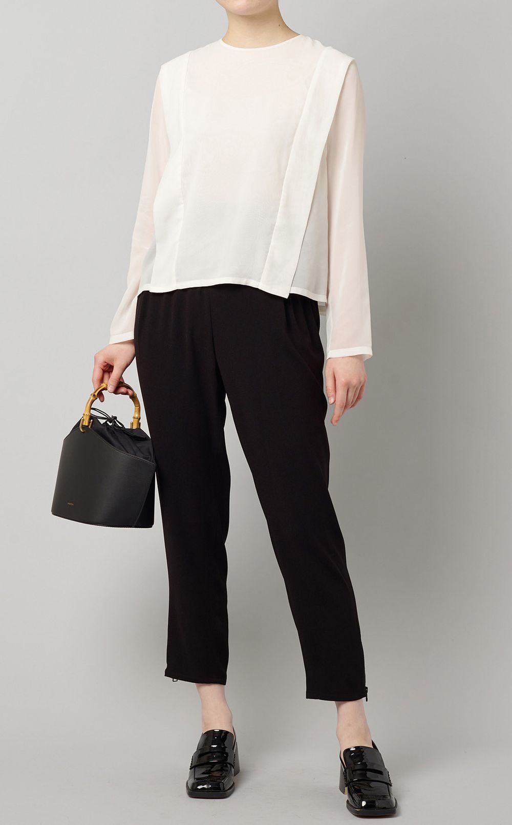 バンブーハンドルレザーバッグ