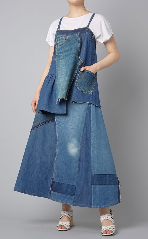 アシンメトリーデニムロングスカート