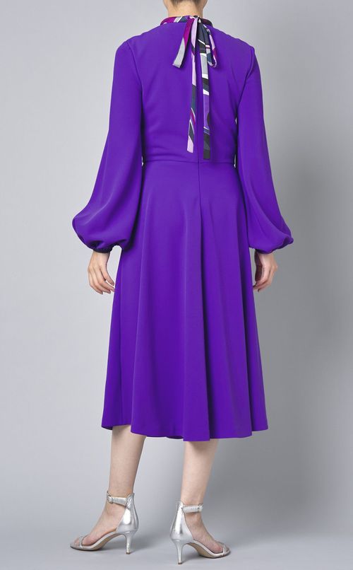 プリントトリムフレアワンピース