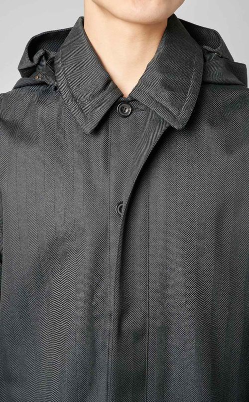 フード脱着シングルカラーコート