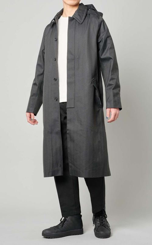 フード脱着シングルカラーコート