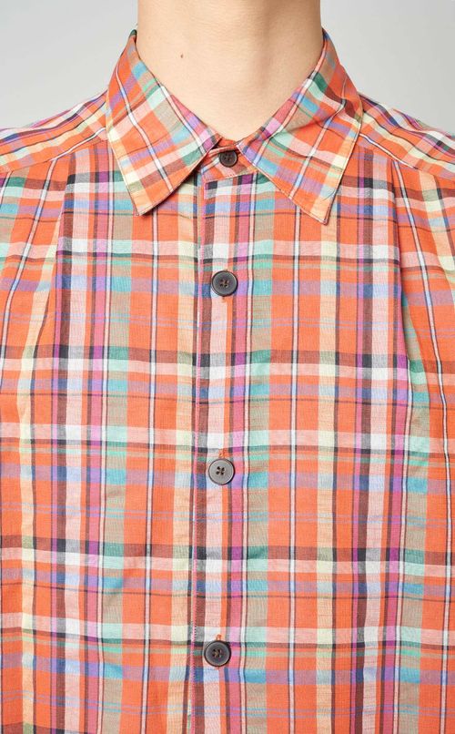 ガーゼチェックプルオーバーシャツ