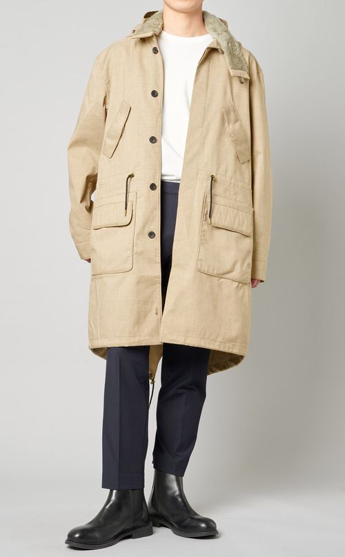 ファーネックフード付コート