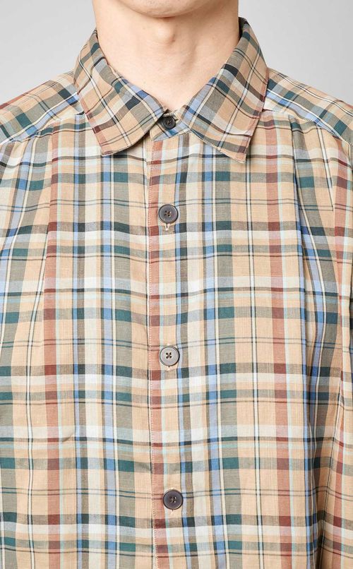 ガーゼチェックプルオーバーシャツ