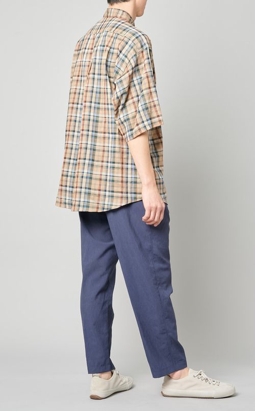 ガーゼチェックプルオーバーシャツ