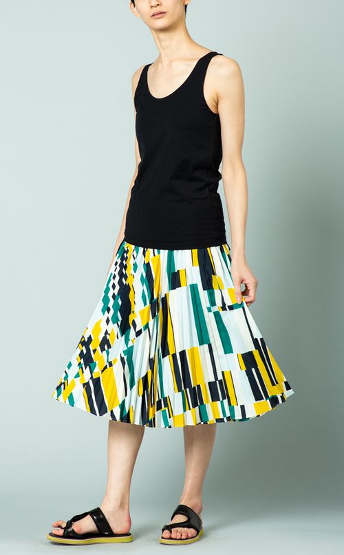 ブロックカラープリントスカート