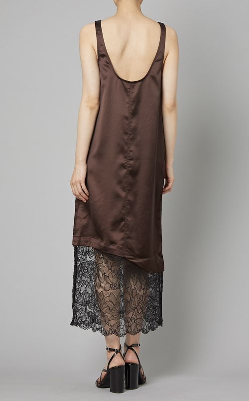 レースミックスUネックロングワンピース