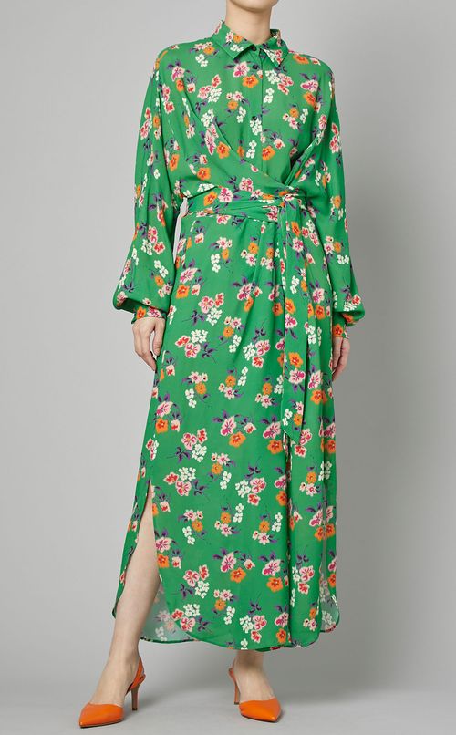 マルチフラワープリントシャツワンピース
