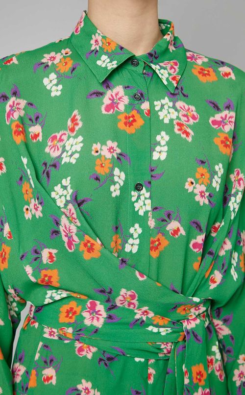 マルチフラワープリントシャツワンピース