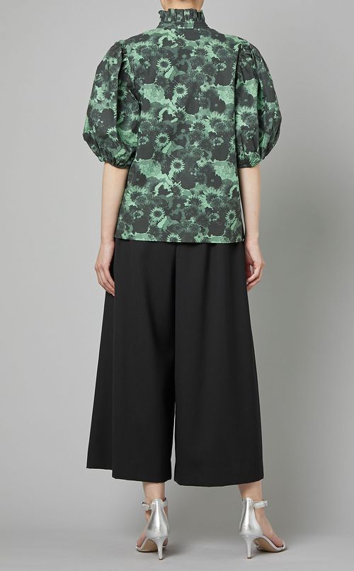 プリントコットンラッフルカラーブラウス